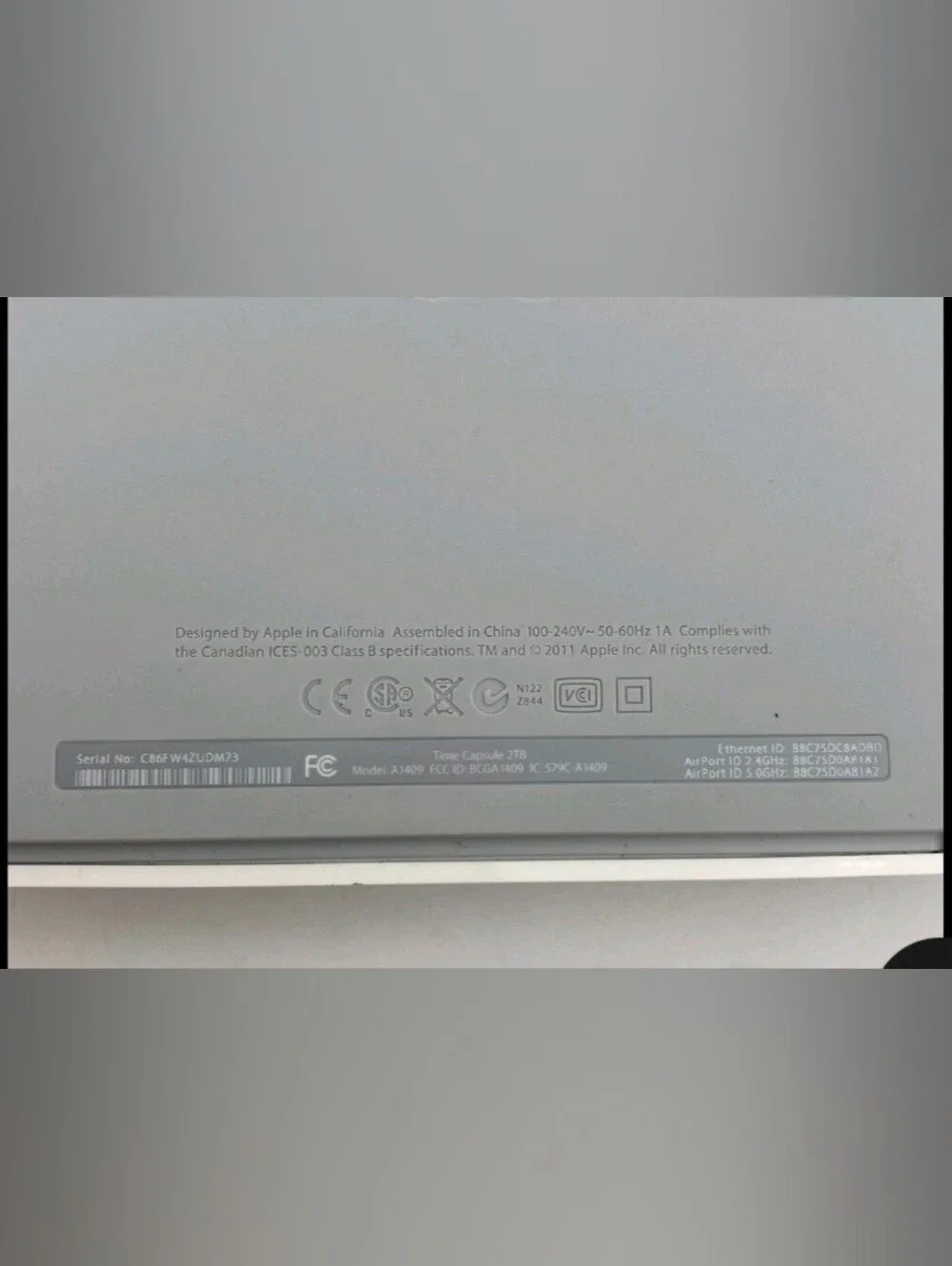 Apple A1409 File Server Time Capsule